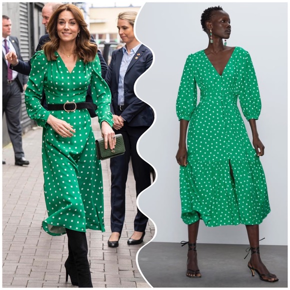 Zara bright green polka dot midi dress NWT. Bloggers favorite - Picture 7 of 9